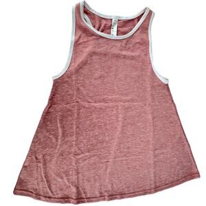 LAT Girls Racerback Tank Top Youth Medium Pink Melange White Trim